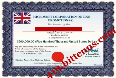 Microsoft Winning Certificate